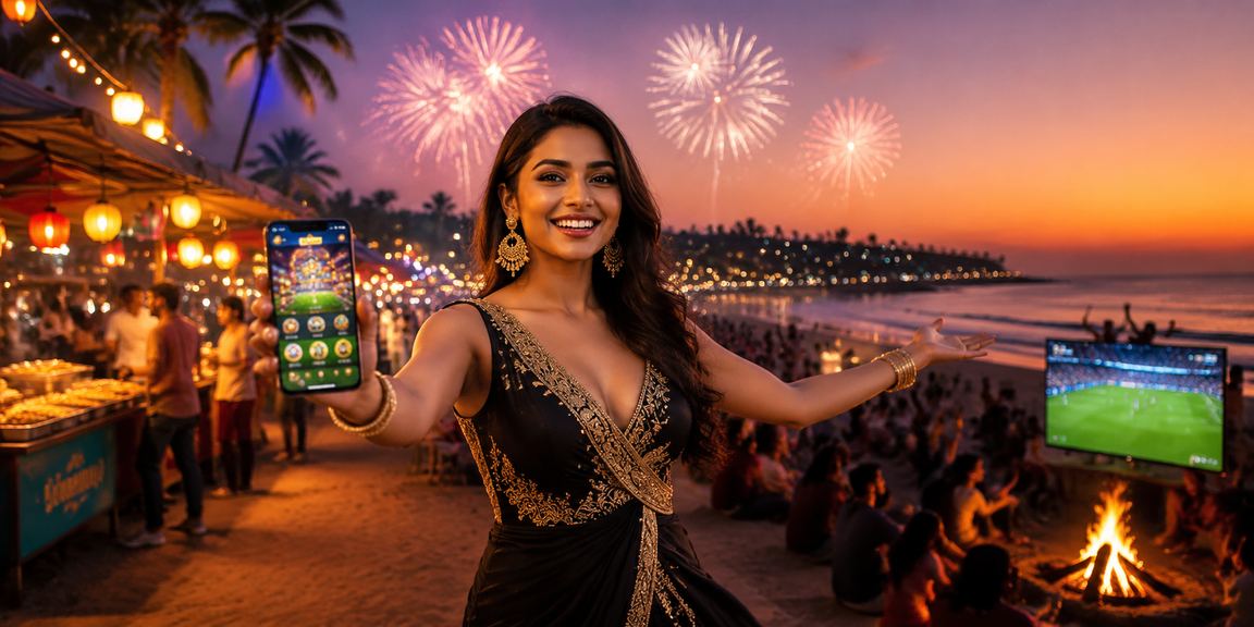 Scenic beach in Goa with people enjoying and betting