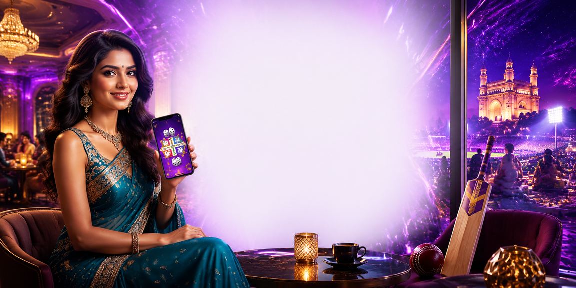 Indian woman in saree enjoying cricket betting on mobile